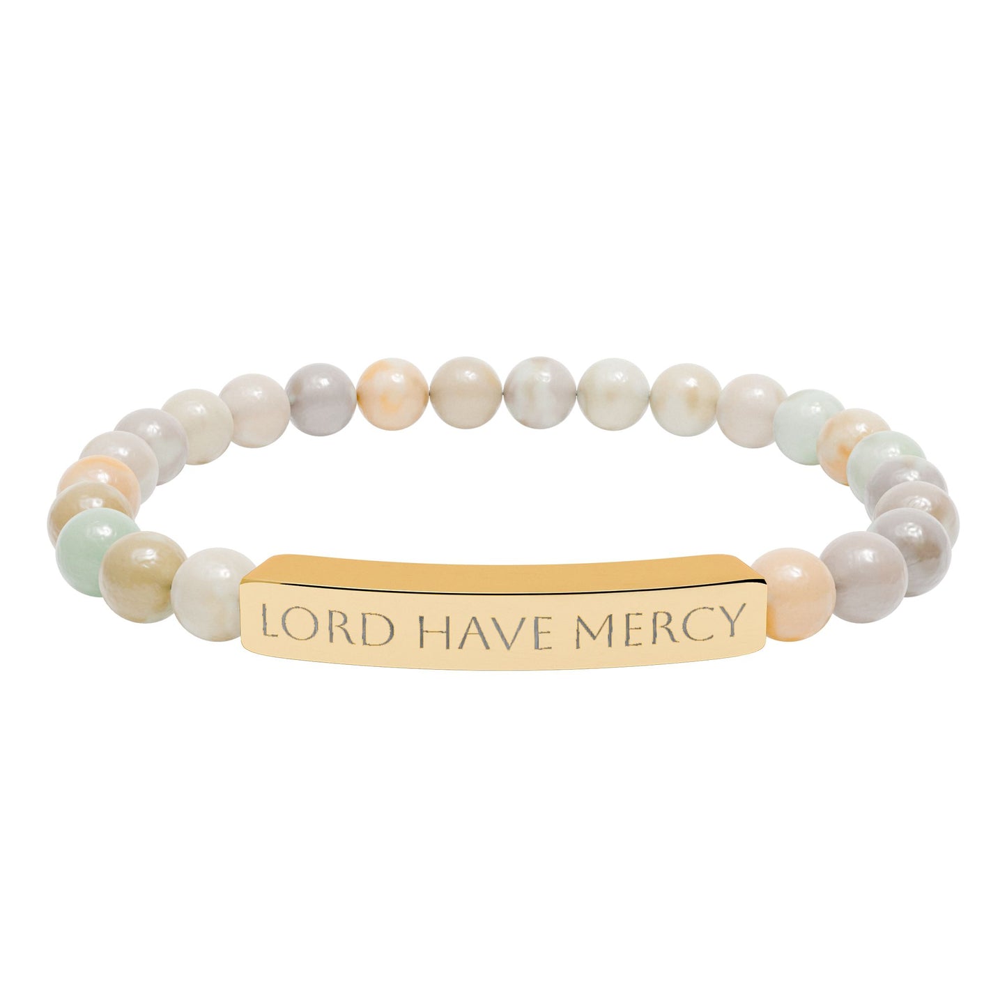 Lord have mercy bracelet - engraved natural stone stretch bracelet