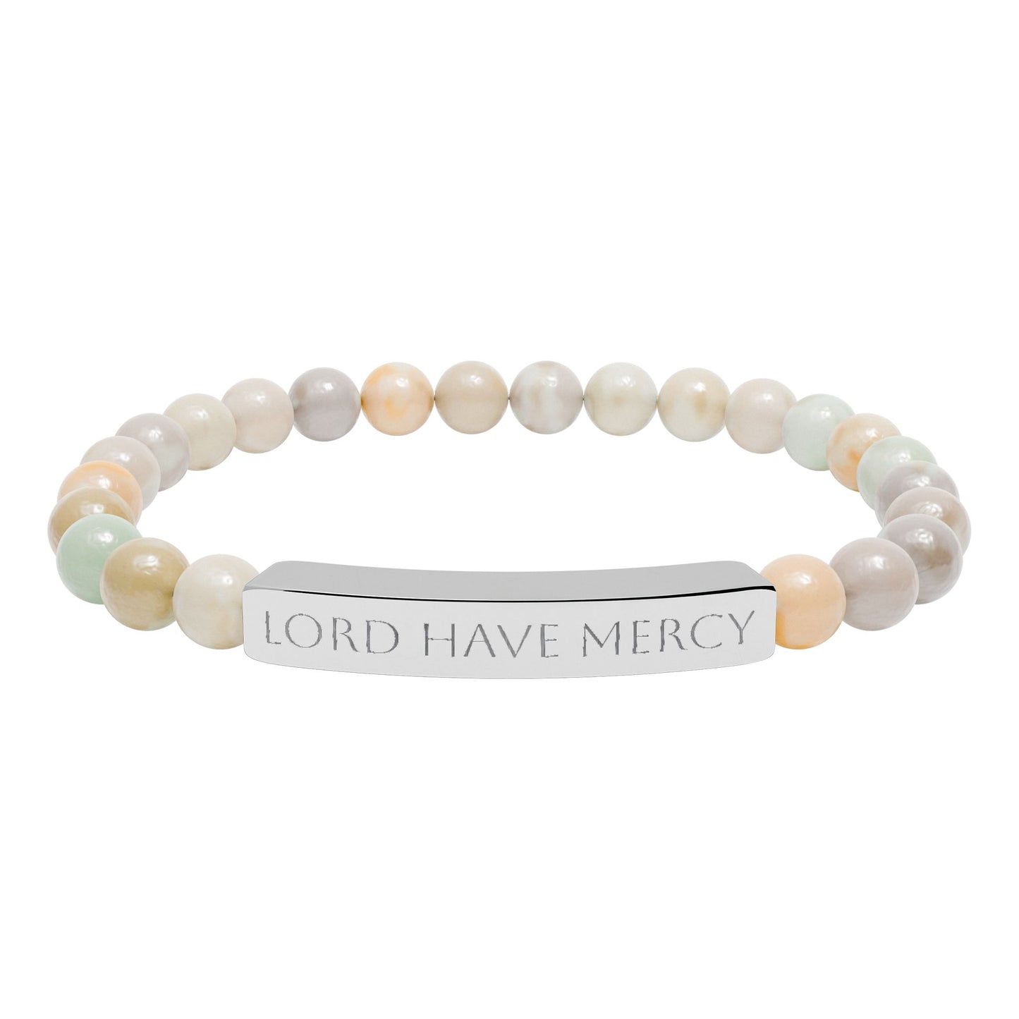 Lord have mercy bracelet - engraved natural stone stretch bracelet