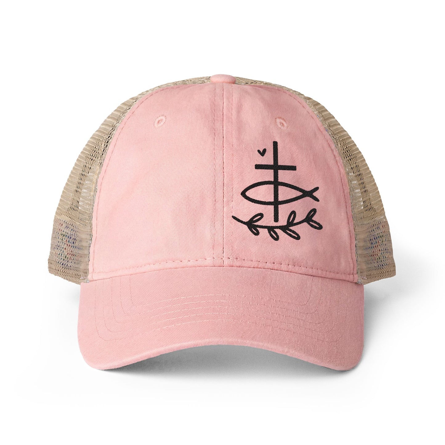 Feminine Faithful Christian Hat - black embroidery women's cap
