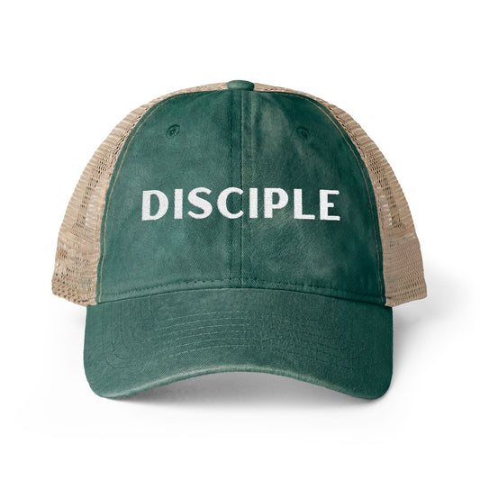 Disciple cap - white embroidery women's trucker hat