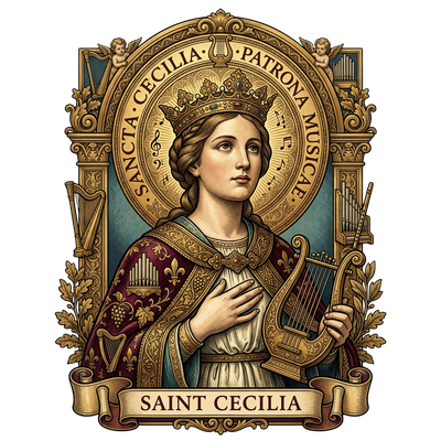 Religious Saint Cecilia Icon Baseball Cap — Vintage Holy Angel Printed Hat