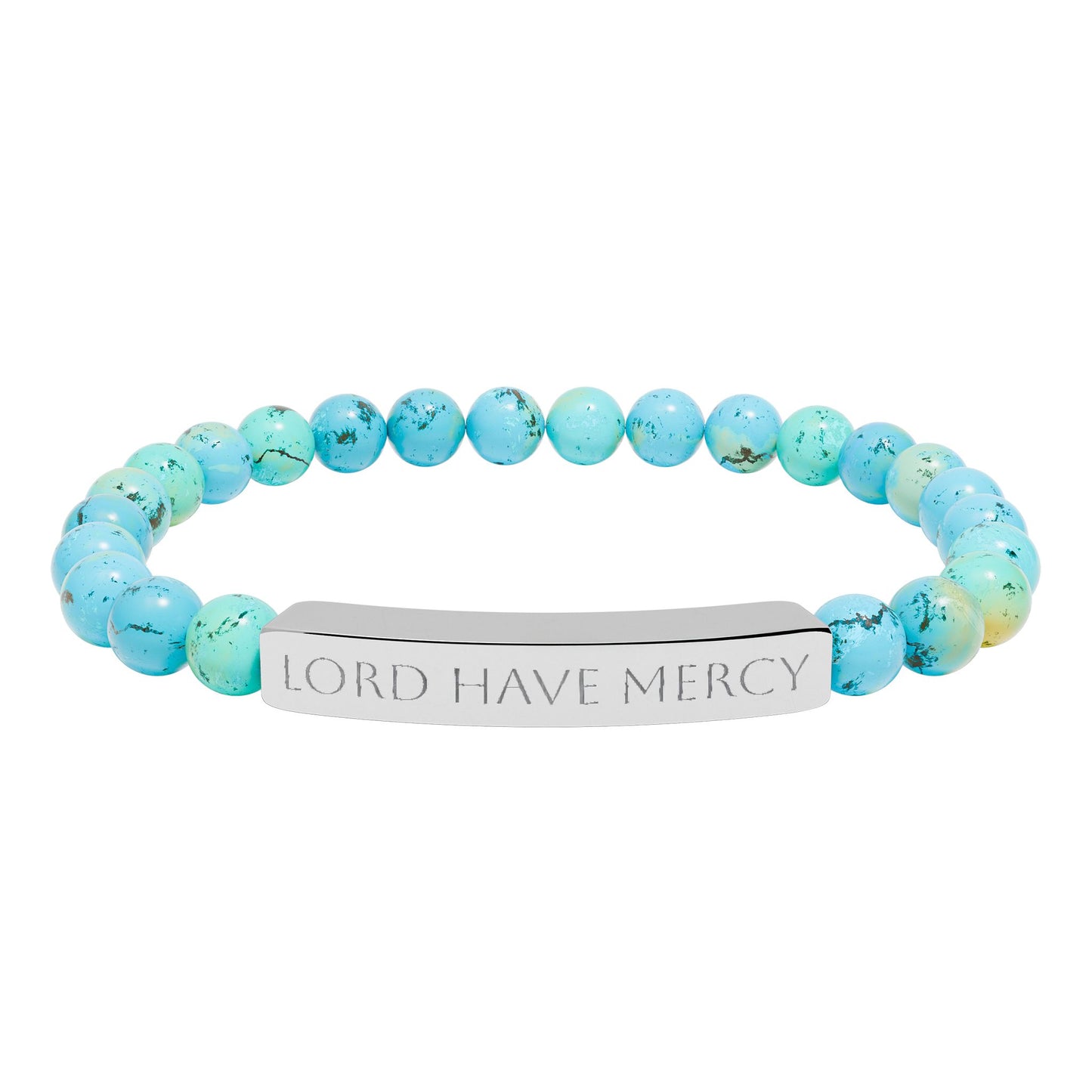 Lord have mercy bracelet - engraved natural stone stretch bracelet